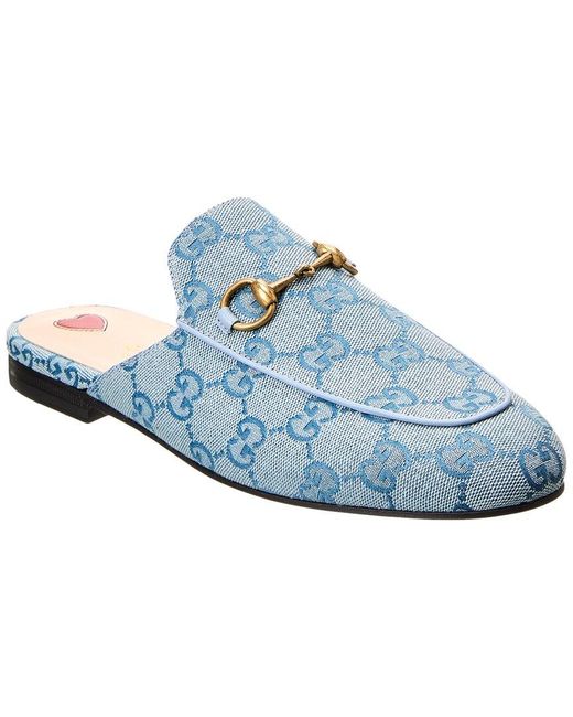 Gucci Blue Princetown GG Canvas & Leather Slipper
