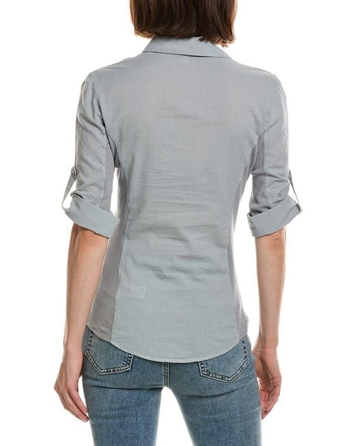 James Perse Gray Contrast Panel Shirt