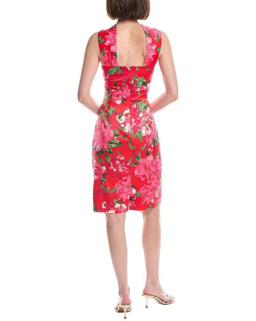 Eliza J Red Twist Neck Tucked Waist Sheath Dress