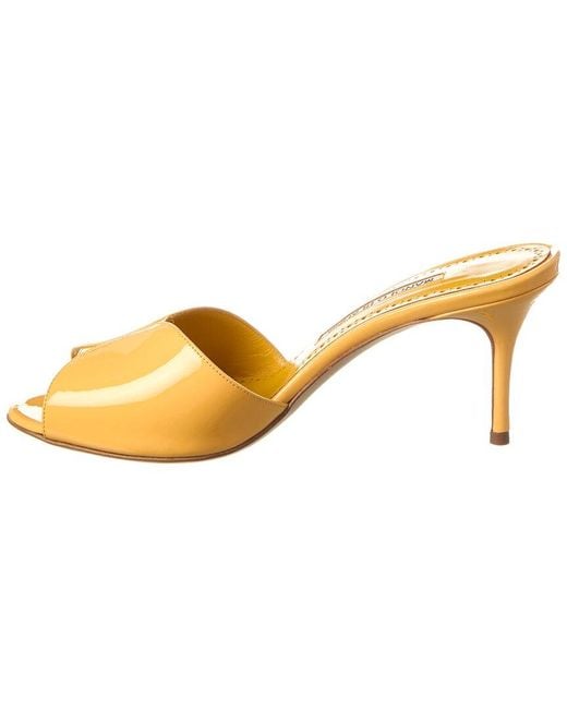 Manolo Blahnik Metallic Houramu 70 Patent Sandal