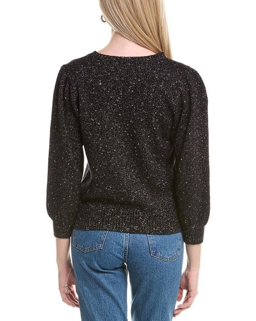 Autumn Cashmere Black Puff Sleeve Wool & Cashmere-Blend Sweater