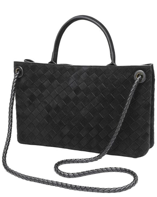 Tiffany & Fred Paris Black Tiffany And Fred Paris Woven Suede Leather Top Handle Satchel