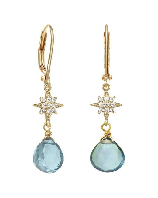 Rachel Reinhardt Jewelry Blue Quartz Cz London Star Dangle Earrings
