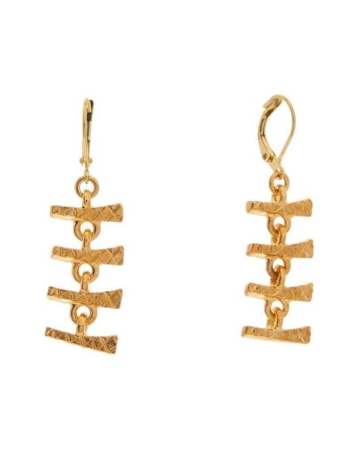 Kenneth Jay Lane Metallic 22k Plated Dangle Earrings