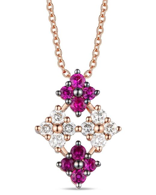 Le Vian Pink Le Vian Passion Ruby 14K Rose 0.56 Ct. Tw. Diamond & Ruby Pendant Necklace