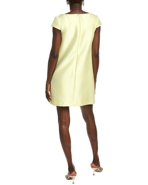 Badgley Mischka Yellow A-Line Beaded Scoop Cocktail Dress