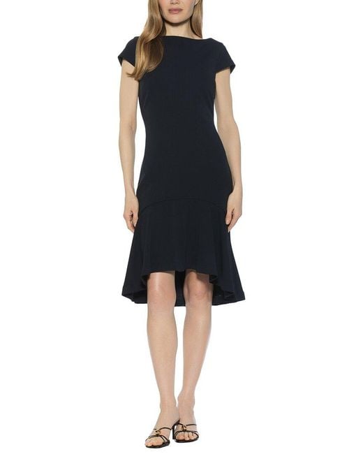 Alexia Admor Black Renata Cap Sleeve Flared Dress