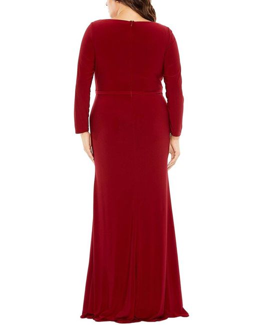 Mac Duggal Red Plus Faux Wrap Gown