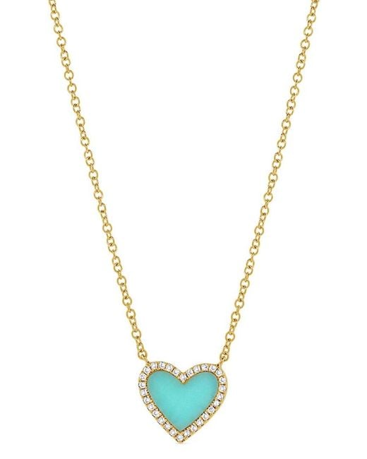 Sabrina Designs Metallic 14k 0.63 Ct. Tw. Diamond & Turquoise Heart Necklace