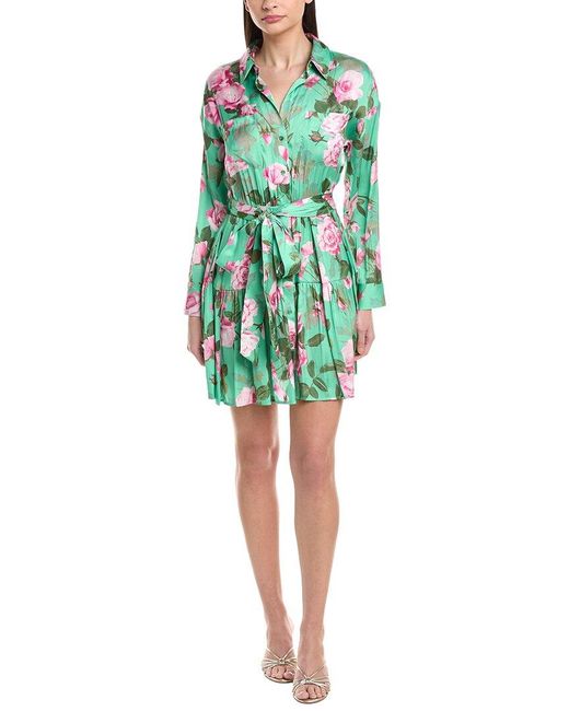 L'Agence Green Virlen Tiered Shirtdress