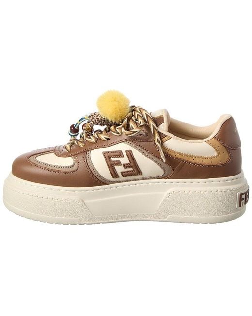 Fendi Natural Match Leather Platform Sneaker
