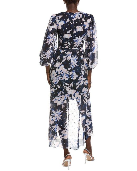 Eliza J Blue Long Sleeve Printed Midi Dress