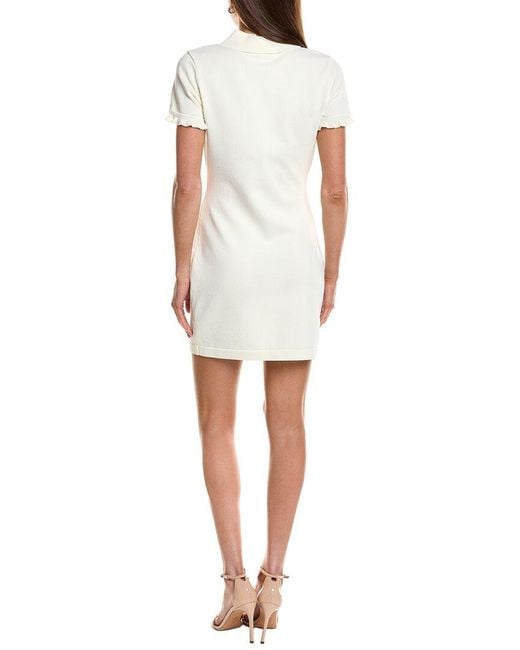 English Factory White Ruffle Placket Knitted Mini Dress