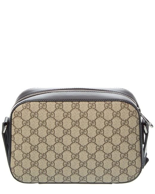 Gucci Gray Gg Supreme Canvas & Leather Camera Bag