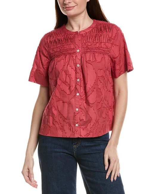 Tommy Bahama Red Isla Dream Pintuck Top