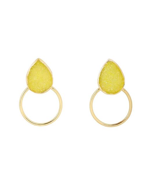 Saachi Metallic 18K Plated Druzy Cz Hoop Earrings