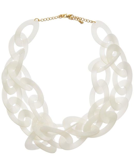 Kenneth Jay Lane White Plated Link Necklace