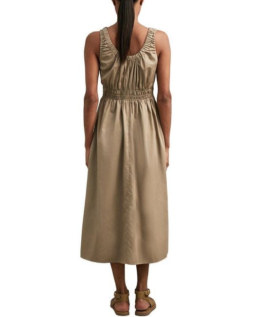 Reiss Natural Anouk Craft Ruched Woven Dress