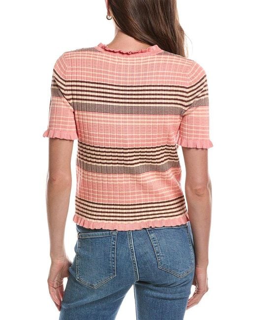 Laundry by Shelli Segal Red V-Neck Ruffled Button Front Top
