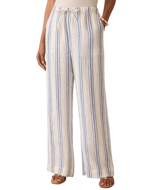 Faherty Brand White Palma Linen Drawstring Pant