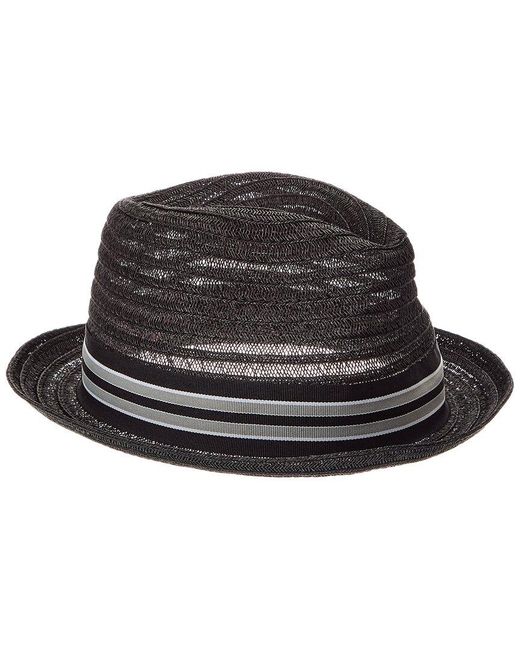 Bruno Magli Black Packable Open Weave Triby Straw Hat for men