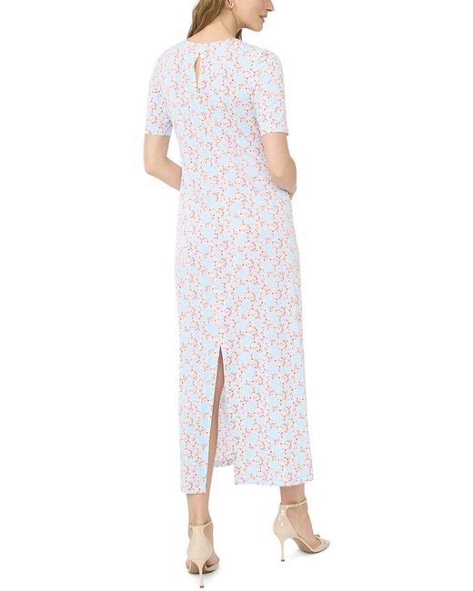 Vince Camuto White 3/4 Sleeve Crewneck Maxi Dress