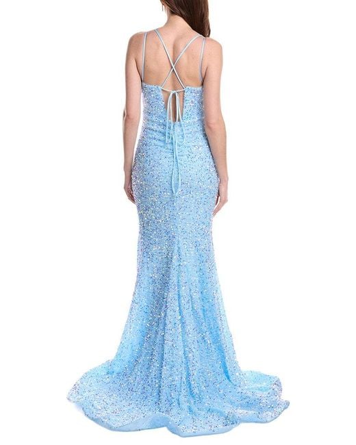 Jovani Blue Emeblished Gown