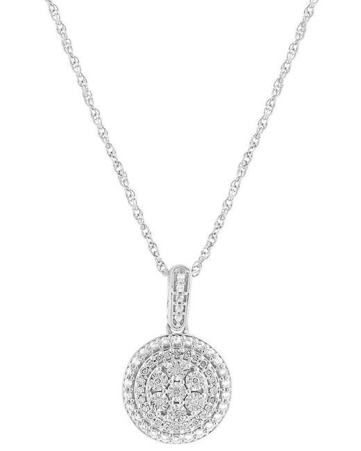 Effy White Silver Diamond Pendant Necklace
