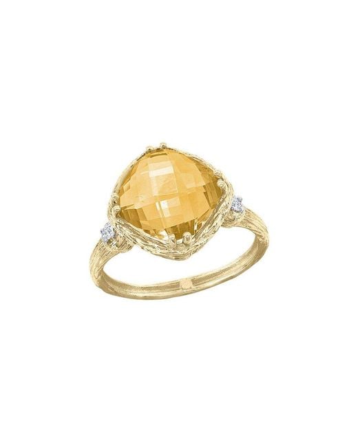 Reiss Metallic 14K 3.55 Ct. Tw. Diamond & Citrine Cocktail Ring