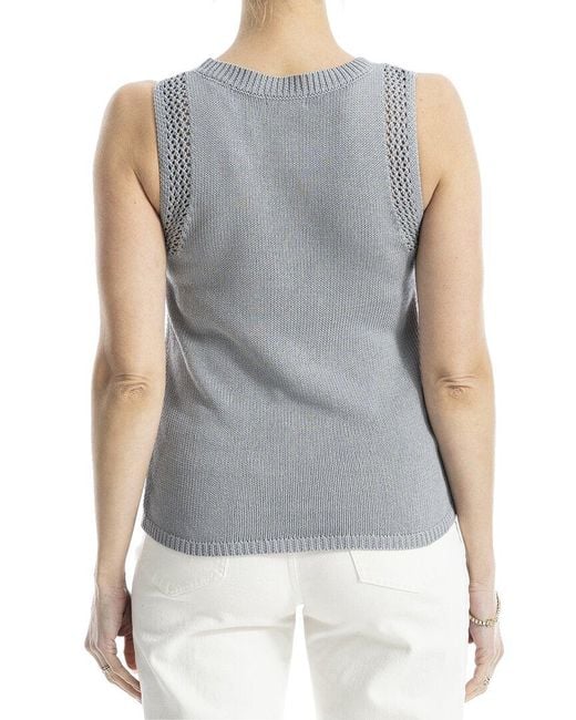 Max Studio Blue Linen-Blend Sweater Top