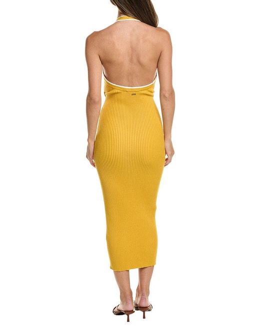 Toccin Yellow Allegra Halter Midi Dress