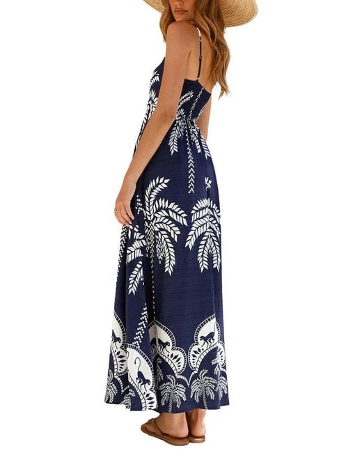 LOEY Blue Printed Maxi Dress