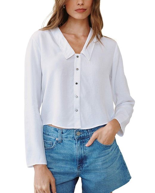 Bella Dahl White Cropped Shirt