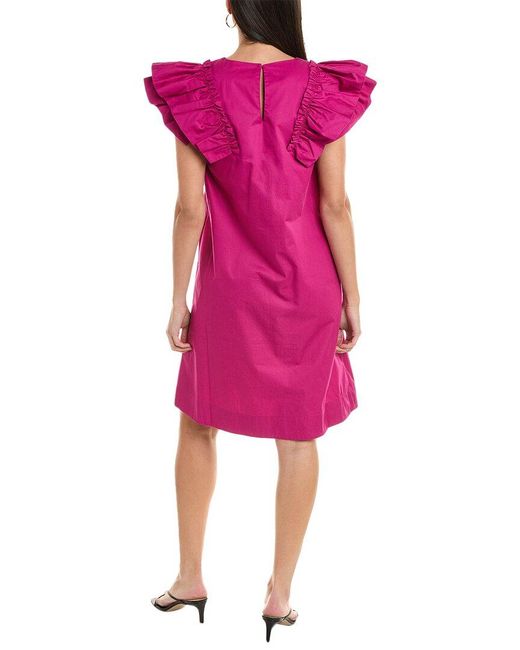 Alpha Studio Pink Ruffle Sleeve Shift Dress