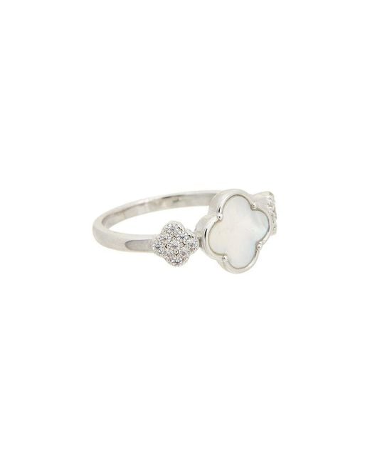 Juvell White Plated Pearl Cz Ring