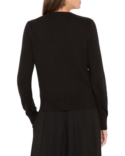 NIC+ZOE Black Mixed Media Ruffle Cashmere-Blend Cardigan
