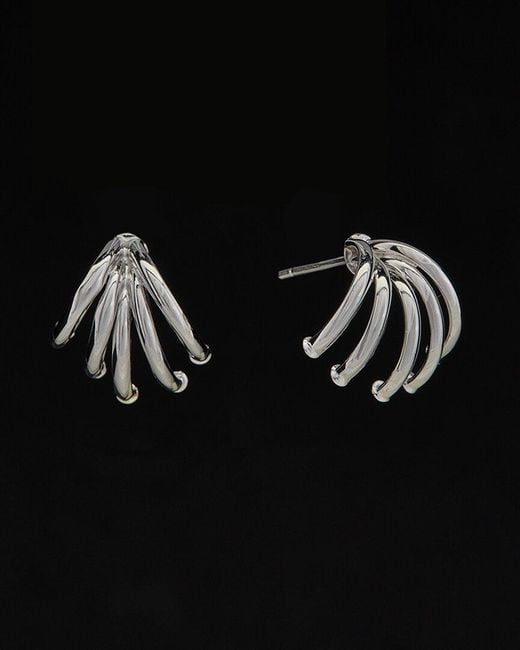 Italian Gold Black 14k 5-tube Spread Earrings
