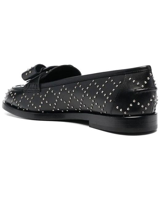 Ferragamo Black Viva Studded Leather Loafer