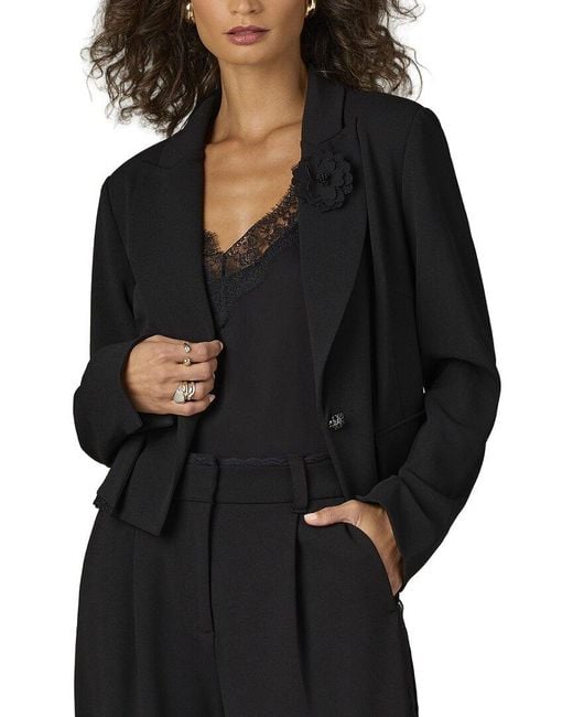 Wit & Wisdom Black Crop Single Button Blazer