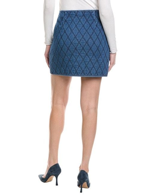 Kenneth Cole Blue Mini Quilted Pencil Skirt