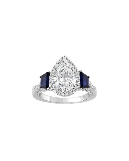 Brilliant Bloom Blue 14K 4.40 Ct. Tw. Lab-Grown Diamond & Sapphire Bridal Ring