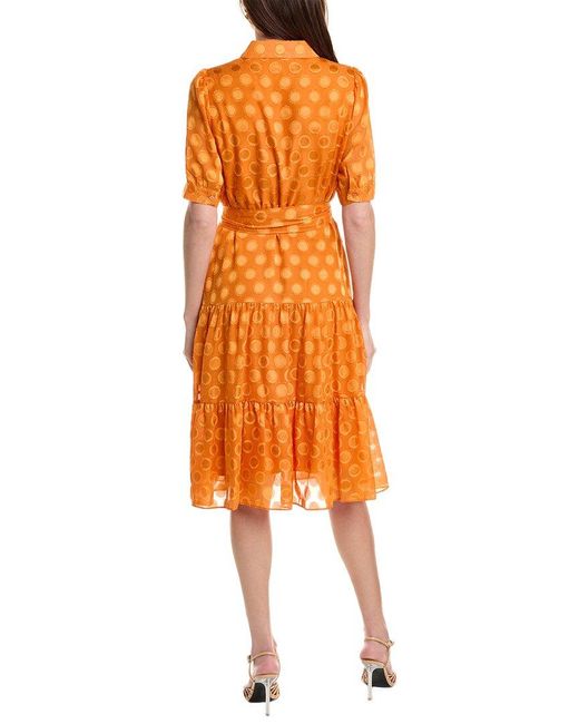 Nicole Miller Orange Circle Fil Coupe Shirtdress