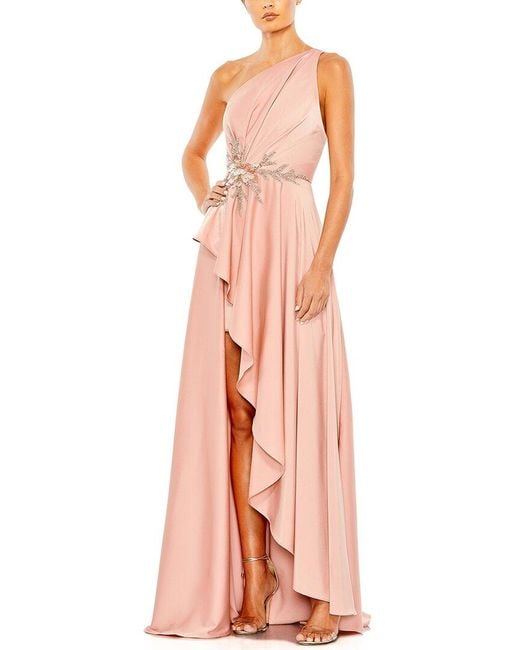 Mac Duggal Pink Embellished Asymmetrical Gown