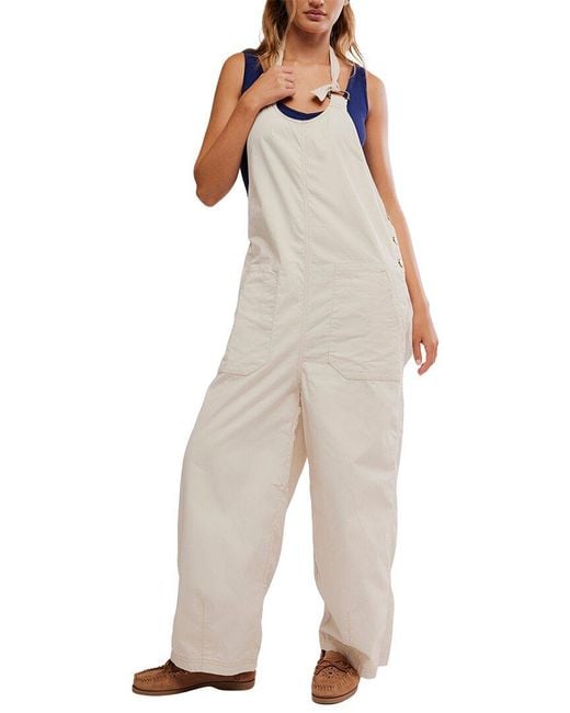 Free People White Great Plains Overalls