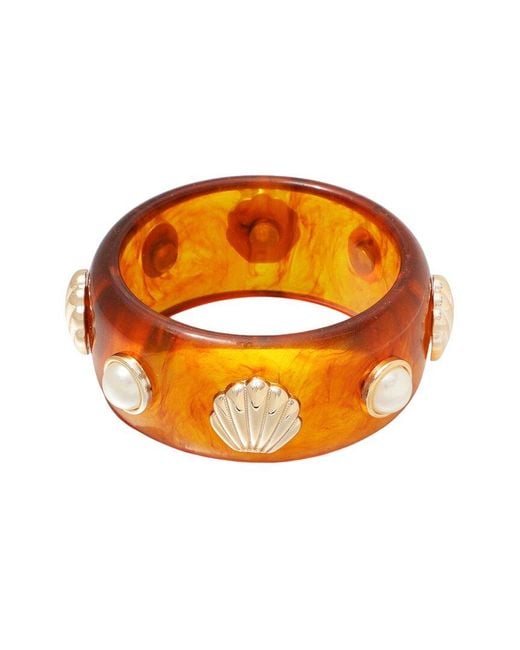 Adornia Orange Studded Tortoise Cuff Bracelet