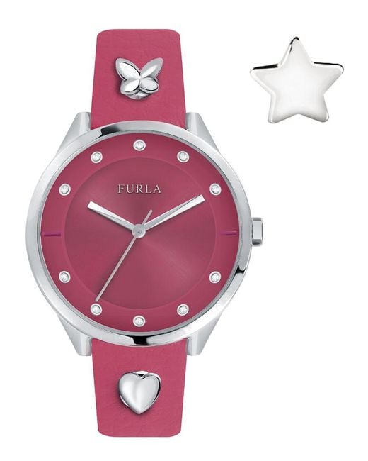 Furla Pink Calfskin Leather Watch