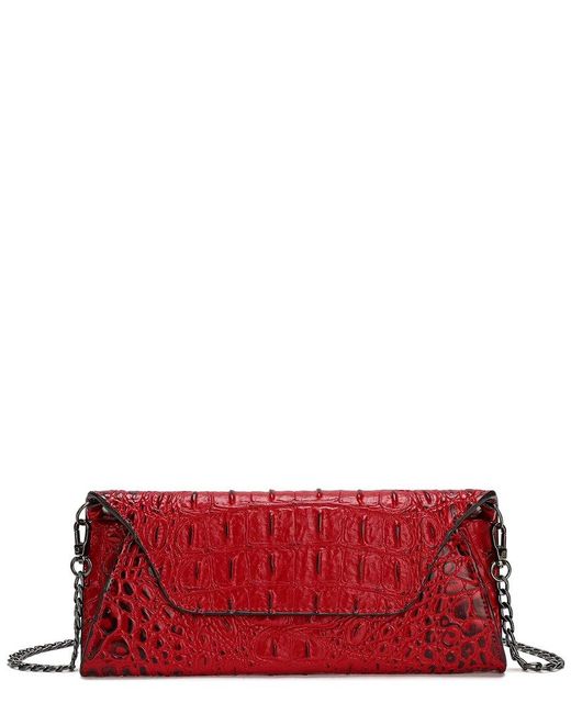 Tiffany & Fred Red Paris Embossed Leather Clutch
