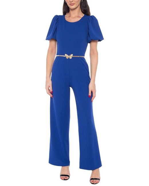 Marina Blue Bubble-Sleeve Jumpsuit
