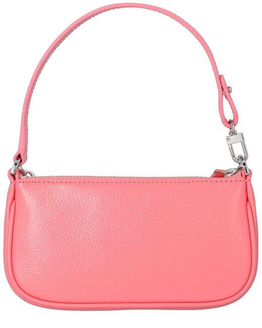 By Far Pink Rachel Mini Leather Shoulder Bag