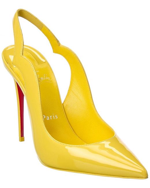Christian Louboutin Yellow Hot Chick Sling 100 Patent Slingback Pump
